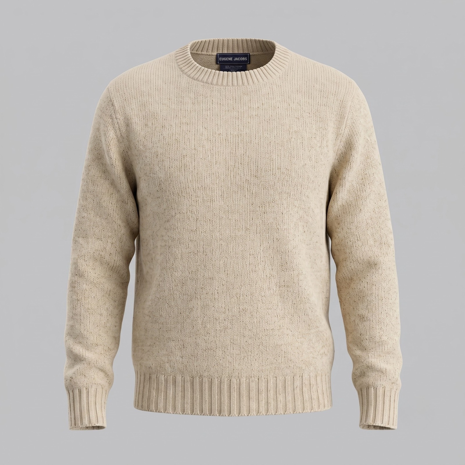 Eugene Jacobs Mens Medium Beige Sweater Crewneck Shetland Wool Blend Classic